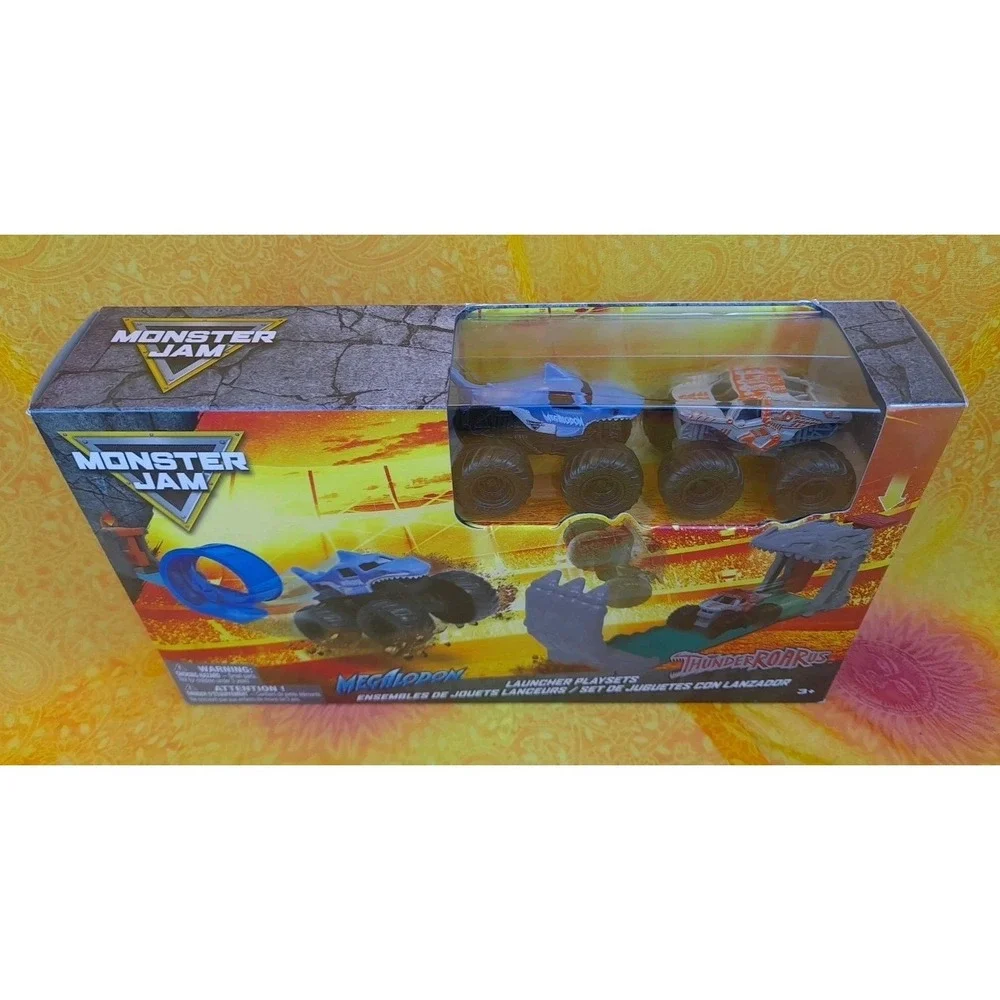 Monster Jam Megalodon ThunderROARus Launcher Playset 2‎ Trucks Track Spin Master